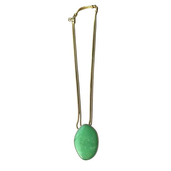 Stella & Dot Serenity Jade Green Pendant Gold Chain Necklace - Picture 1 of 3